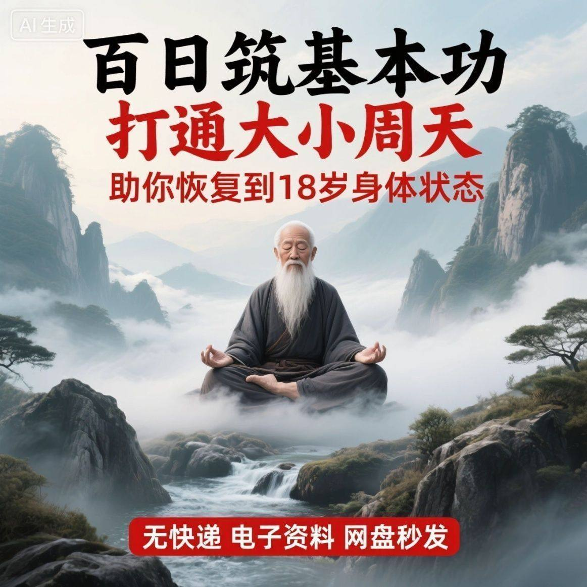 百日筑基功打通大小周天电子版视频课程动功通脉秘传心法打坐讲解-鑫杰虚拟电商货源网-虚拟货源产品网站