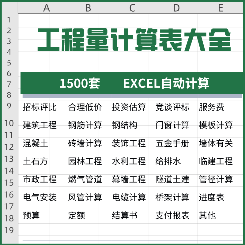 工程量计算表格软件大全钢结构土建安装路桥市政装修建筑预算造价-鑫杰虚拟电商货源网-虚拟货源产品网站
