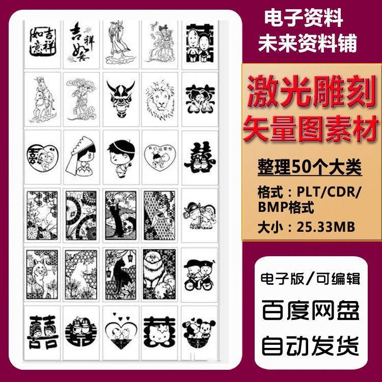 激光雕刻打刻机素材大全刻字图案模板集合plt格式CDR矢量设计文件-鑫杰虚拟电商货源网-虚拟货源产品网站