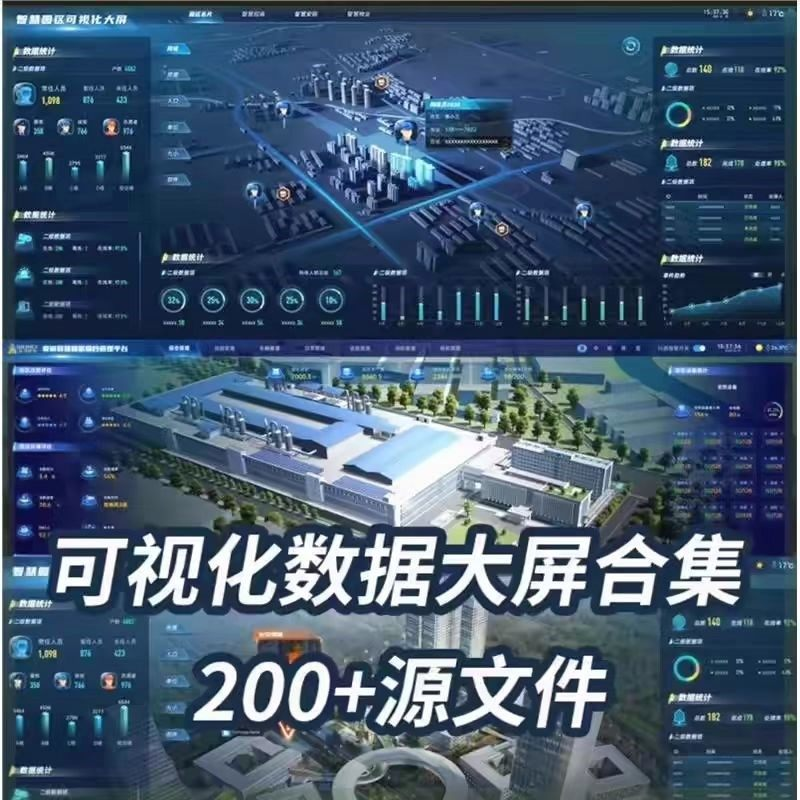 可视化数据大屏设计模板蓝色科技数字孪生设计素材UI界面PSD文件-鑫杰虚拟电商货源网-虚拟货源产品网站