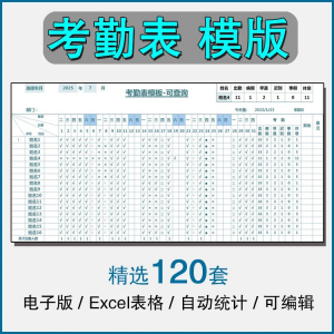 考勤表电子版模板excel公司员工工地工厂出勤记录带公式自动统计-鑫杰虚拟电商货源网-虚拟货源产品网站